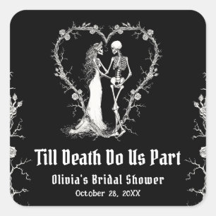 Halloween Till Death Do Us Part Bridal Shower Square Sticker
