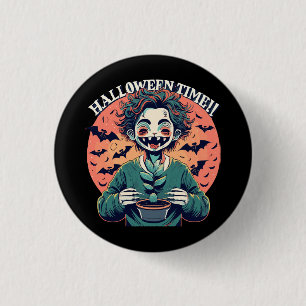 Halloween time, but its actually happy time! 3 cm round badge