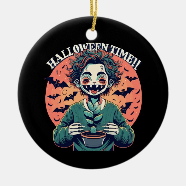 Halloween time, but its actually happy time! ceramic tree decoration (Front)