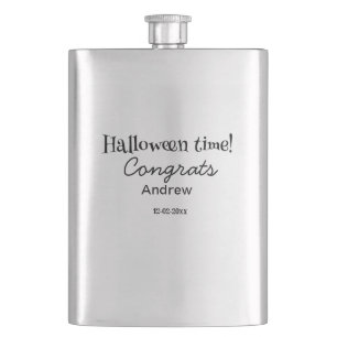 Halloween time congrats add name date year graduat hip flask