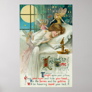 Halloween Time Fairies Around Sleeping Woman Poster