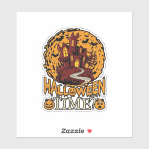 Halloween Time Haunted House Full Moon Pumpkins