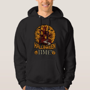 Halloween Time Haunted House Full Moon Pumpkins Hoodie