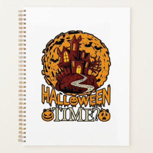 Halloween Time Haunted House Full Moon Pumpkins Planner