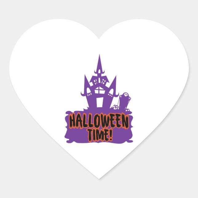 Halloween Time!   Heart Sticker (Front)