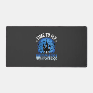 Halloween Time to Fly Witches Haunted Castle Desk Mat