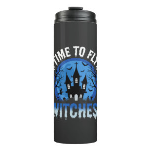 Halloween Time to Fly Witches Haunted Castle Thermal Tumbler