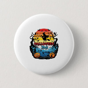 Halloween Time Witch Pumpkins Bats Sunset_1 6 Cm Round Badge