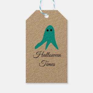 Halloween times blue ghost scribble hand-drawn fal gift tags