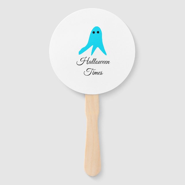Halloween times blue ghost scribble hand-drawn fal hand fan (Front)