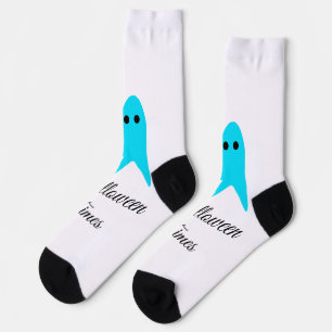 Halloween times blue ghost scribble hand-drawn fal socks