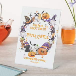 Halloween Tiny Feet, Spooky Sweet Baby Shower Pedestal Sign