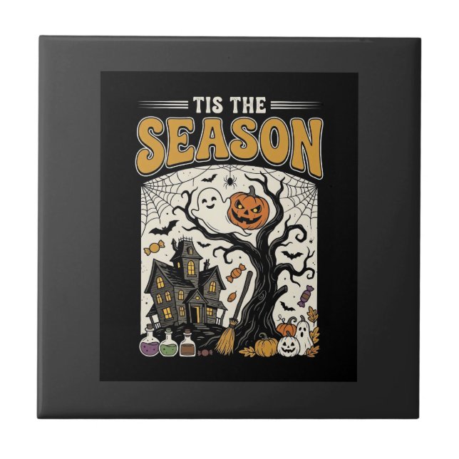 Halloween Tis The Season Haunted House Design_1 Tile (Front)