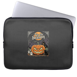Halloween Tis the Season Pumpkin Cat Design_1 Laptop Sleeve