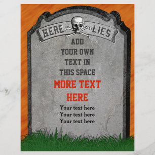 Halloween Tombstone Grave Skull Crossbones Flyer