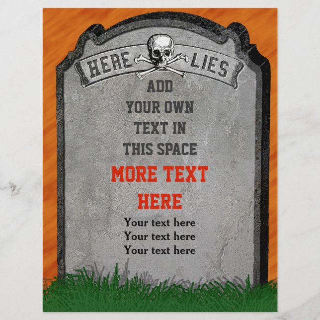 Halloween Tombstone Grave Skull Crossbones Flyer (Front)