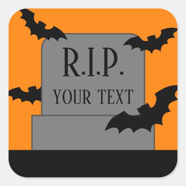 Halloween tombstone with black bats stickers (Front)