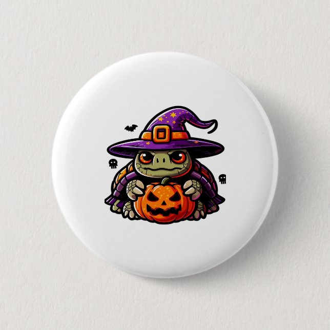 Halloween Tortoise Turtle Witch Hat Costume Spooky 6 Cm Round Badge (Front)