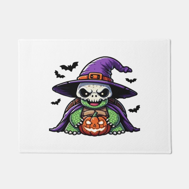 Halloween Tortoise Turtle Witch Hat Costume Spooky Doormat (Front)