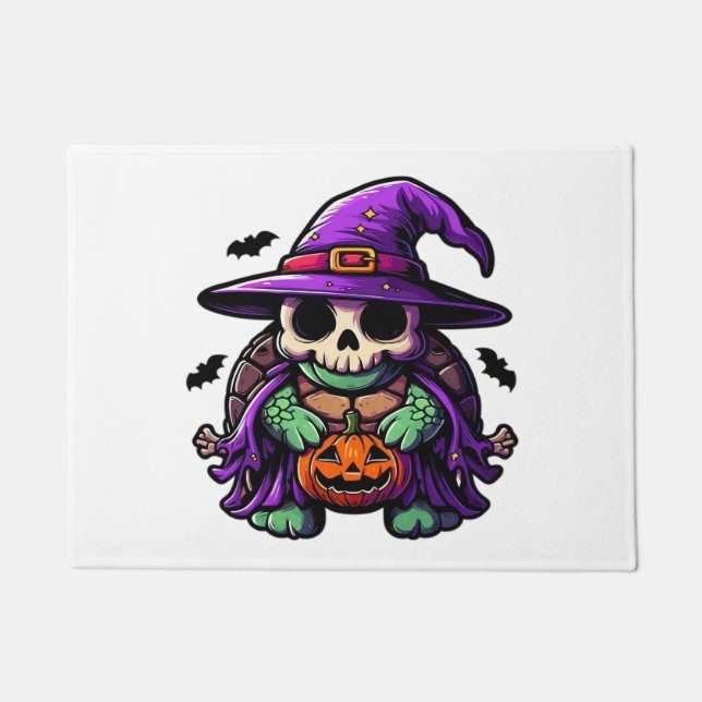 Halloween Tortoise Turtle Witch Hat Costume Spooky Doormat (Front)