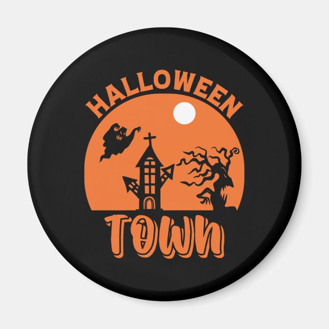 Halloween Town – Haunted House & Pumpkin Magnet (Front)