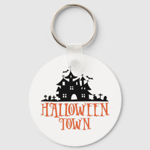 Halloween Town – Haunted House, Spooky Church Key Ring