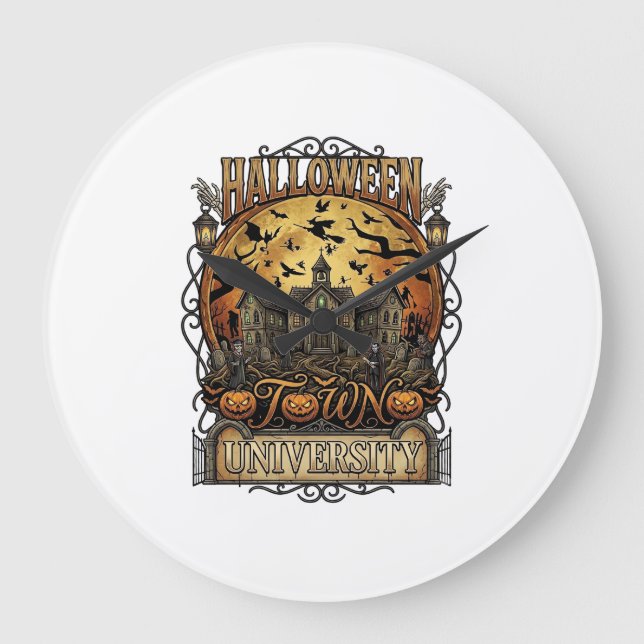 Halloween Town University Haunted Mansion Spooky C Large Clock (Front)