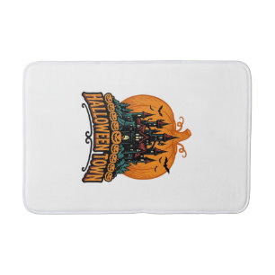 Halloween Town Vintage Haunted Castle Pumpkin Desi Bath Mat