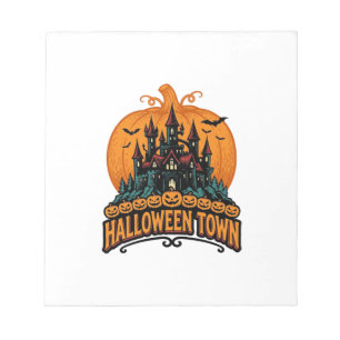 Halloween Town Vintage Haunted Castle Pumpkin Desi Notepad