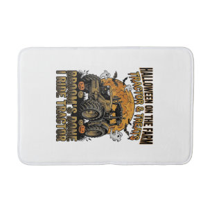 Halloween Tractor Shirt Funny Farm Witch Ride Desi Bath Mat