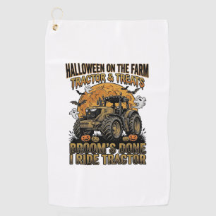 Halloween Tractor Shirt Funny Farm Witch Ride Desi Golf Towel