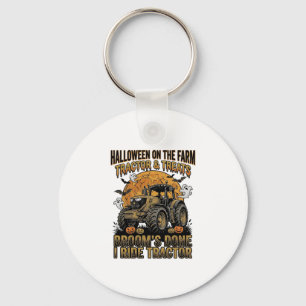 Halloween Tractor Shirt Funny Farm Witch Ride Desi Key Ring