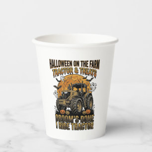Halloween Tractor Shirt Funny Farm Witch Ride Desi Paper Cups