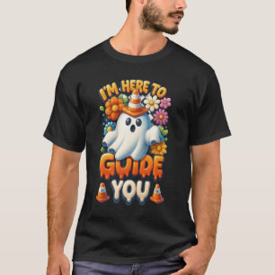 Halloween Traffic Cone Ghost Safety Road Guide Whi T-Shirt