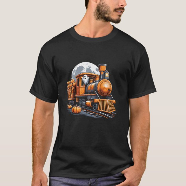 Halloween Train Funny Ghost Pumpkin For Kids T Shi T-Shirt (Front)