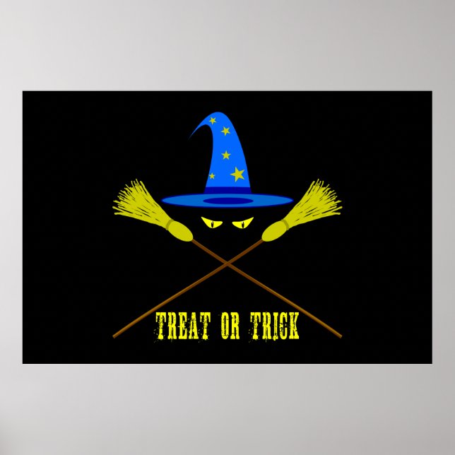 Halloween Treat Or Trick Black Poster (Front)