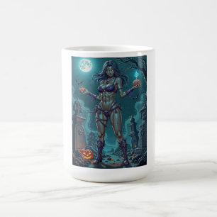 Halloween Treat or Zombie Girlfriend w Brains Magic Mug