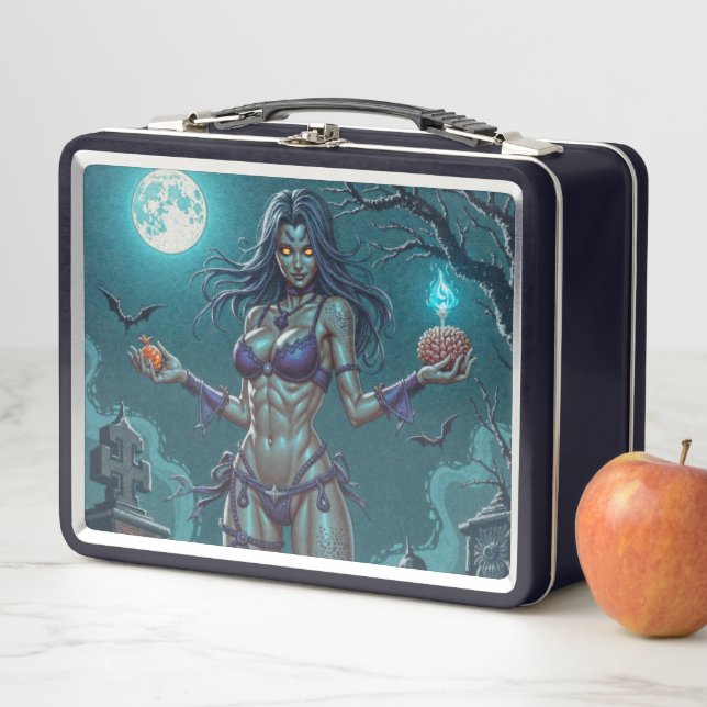 Halloween Treat or Zombie Girlfriend w Brains Metal Lunch Box (In Situ)