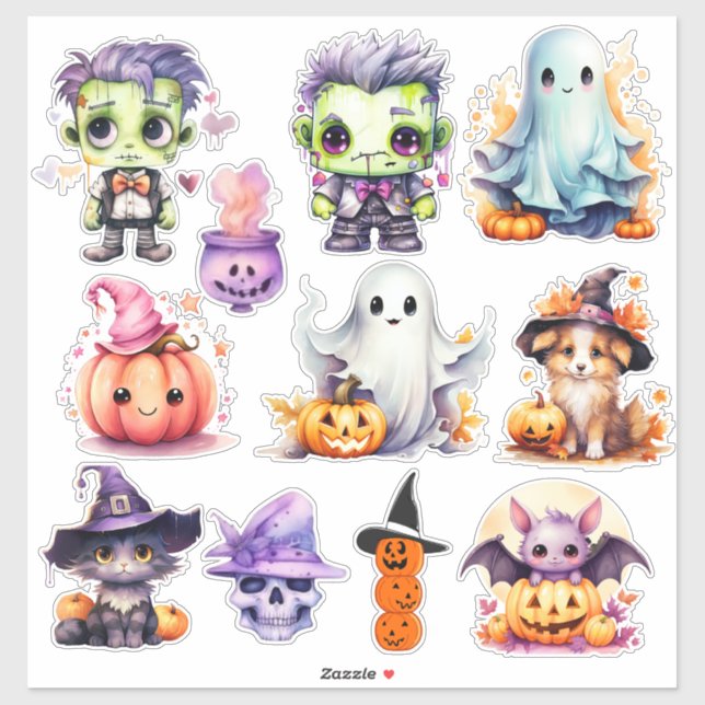 Halloween Treat Stickers, Cute Spook Vinyl Sticker (Sheet)