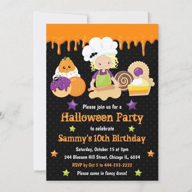 Halloween Treats Baking Birthday Party Invitation (Front)