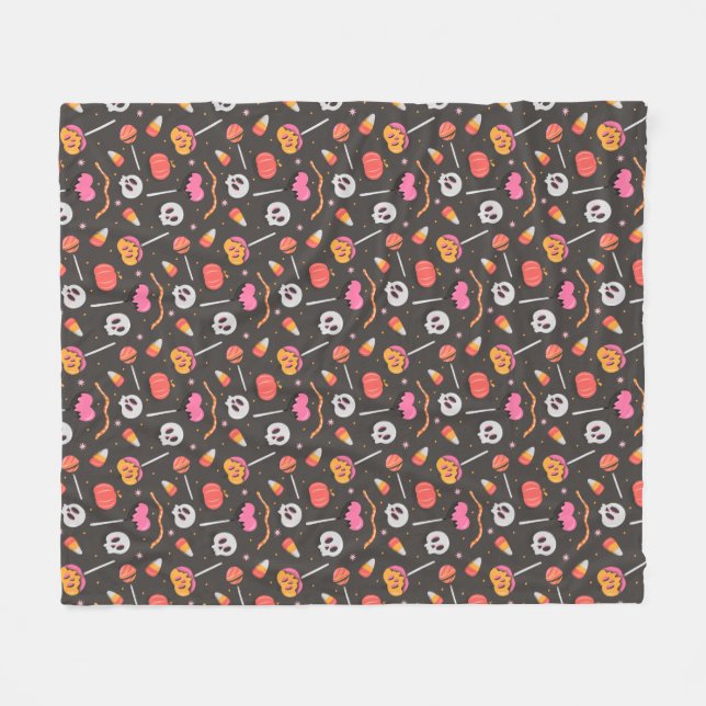 Halloween Treats Fleece Blanket (Front (Horizontal))
