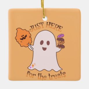 Halloween Treats Ghost and Sweets Party    Ceramic Ornament
