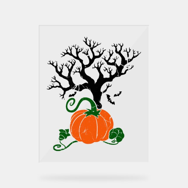 Halloween tree Fall Shirts Halloween Sweatshirt Acrylic Sign (Front)