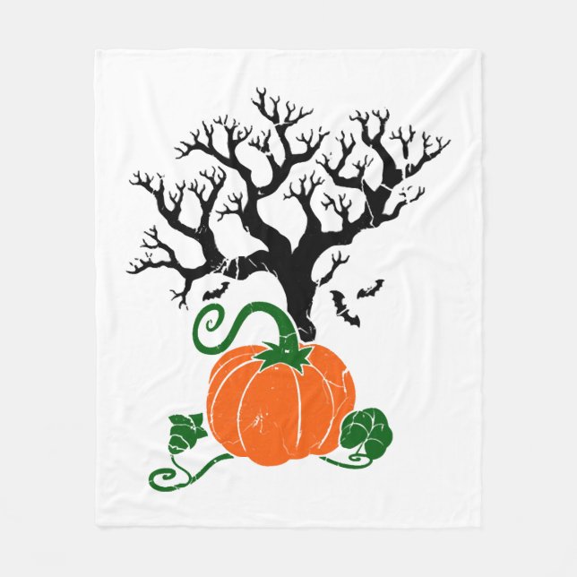 Halloween tree Fall Shirts Halloween Sweatshirt Fleece Blanket (Front)