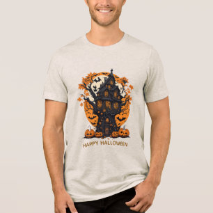 Halloween Tree House T-Shirt For Men Tri-Blend Shirt