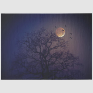 Halloween Tree Moon Crows Background Decoupage Tissue Paper