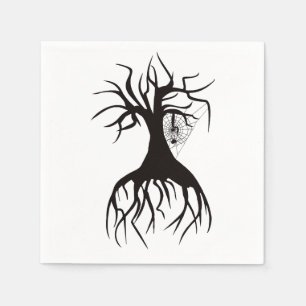 Halloween Tree & Spider Paper Napkin