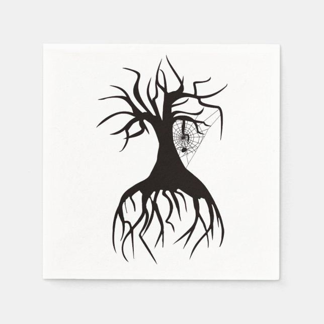 Halloween Tree & Spider Paper Napkin (Front)