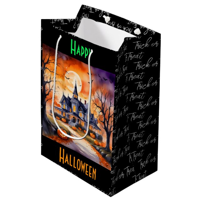 Halloween Trendy Pumpkin Autumn Collection Medium Gift Bag (Front Angled)