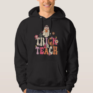 Halloween Trick Or Teach Retro Groovy Teacher Hipp Hoodie